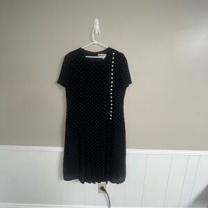 Charming Vintage Black Polka Dot Dress
